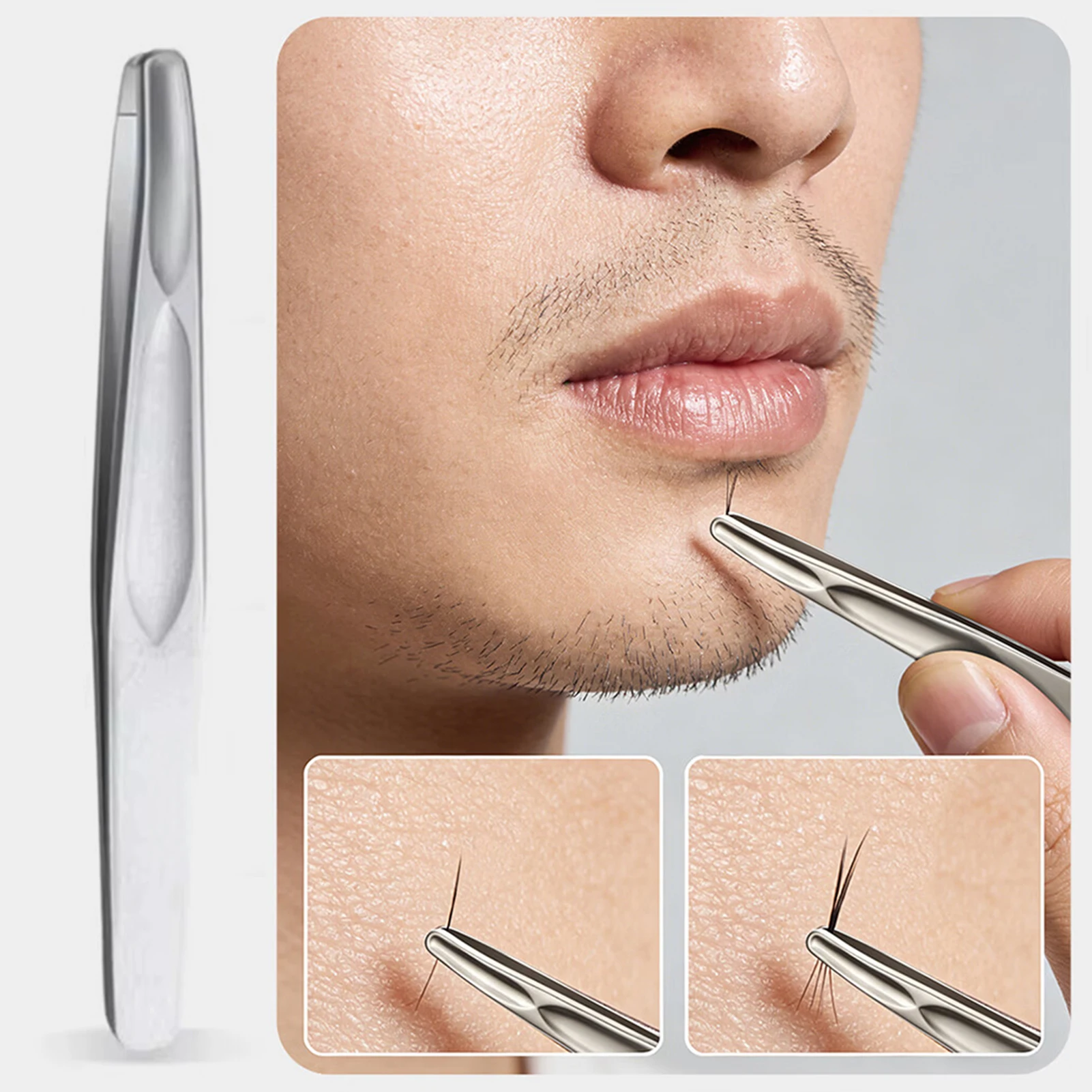 Premium Round Head Tweezers For Eyebrow & Facial Hair Removal Seamless Clips Short Hair Precision Beard Clip