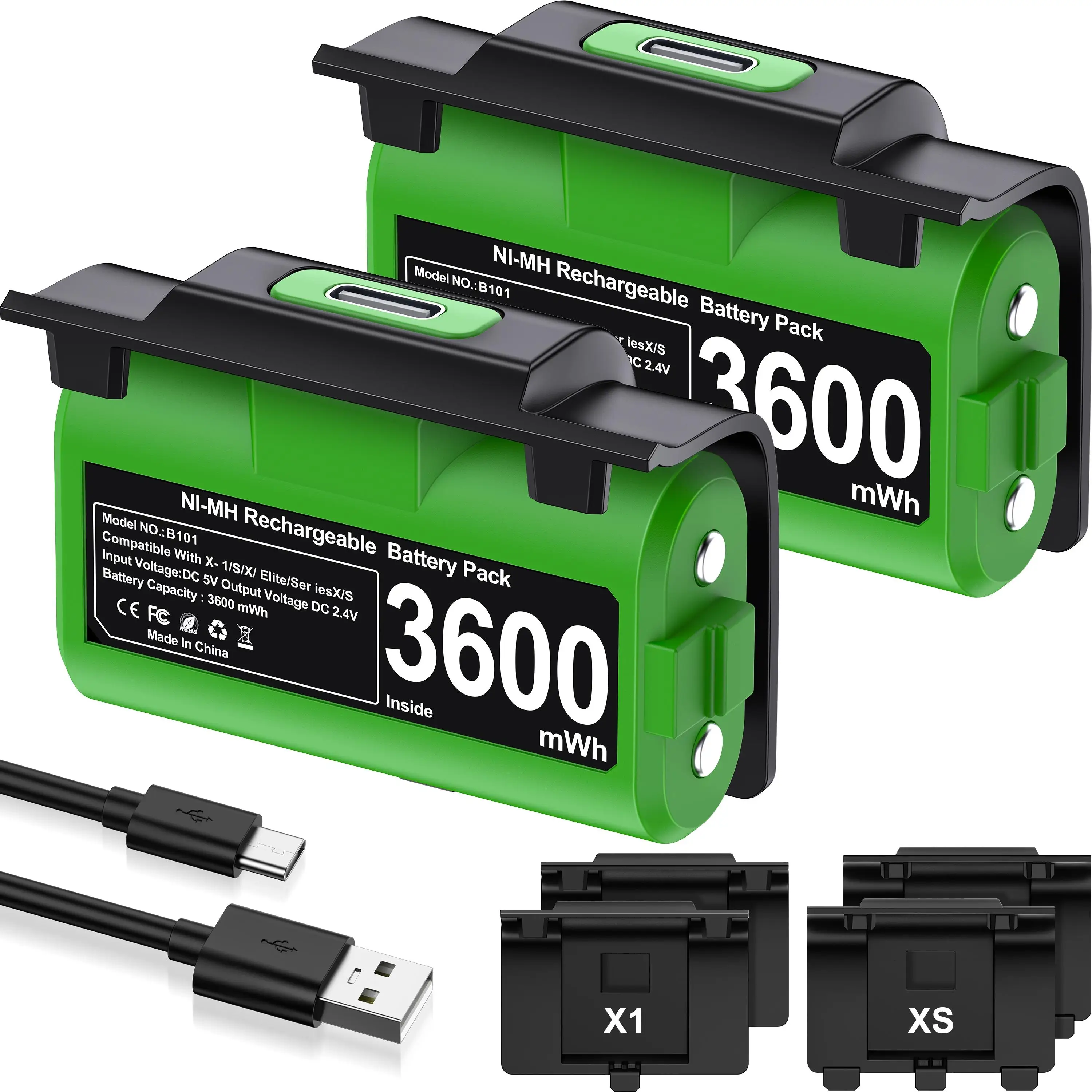 B101/B100 для Xbox One/Xbox Series X | S, аккумулятор для контроллера Xbox 2x3600 мВтч для аксессуаров Xbox Series X/S/Xbox One S/X/Elite