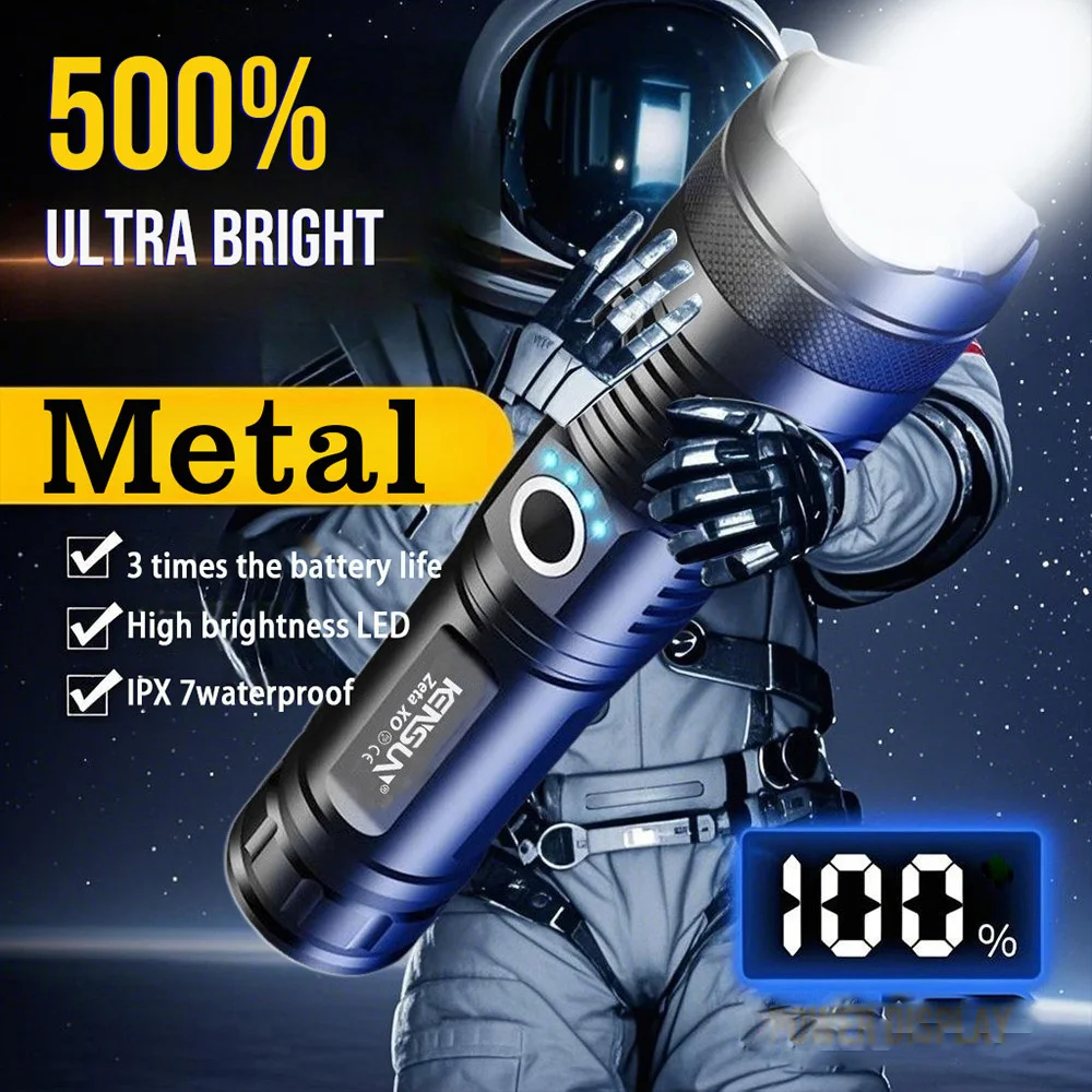 Most Powerful Flashlights High Power XHP70 LED Super Bright Torch USB Rechargeable Zoomable Lantern for Camping Hunting  26650