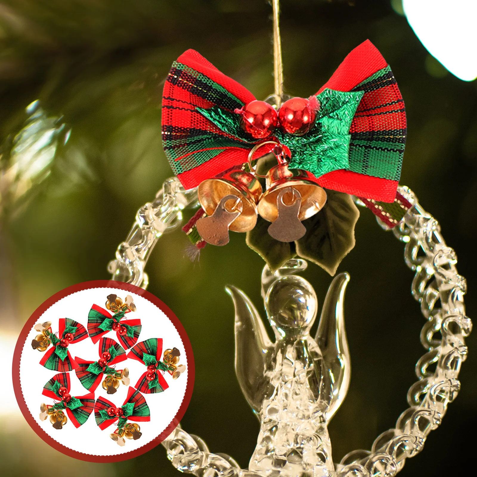 

6pcs Christmas Bow-Knot Pendant Diy Material For Tree Home Decor Hanging Ornament Light Weight Mini Bow Decorations Festive