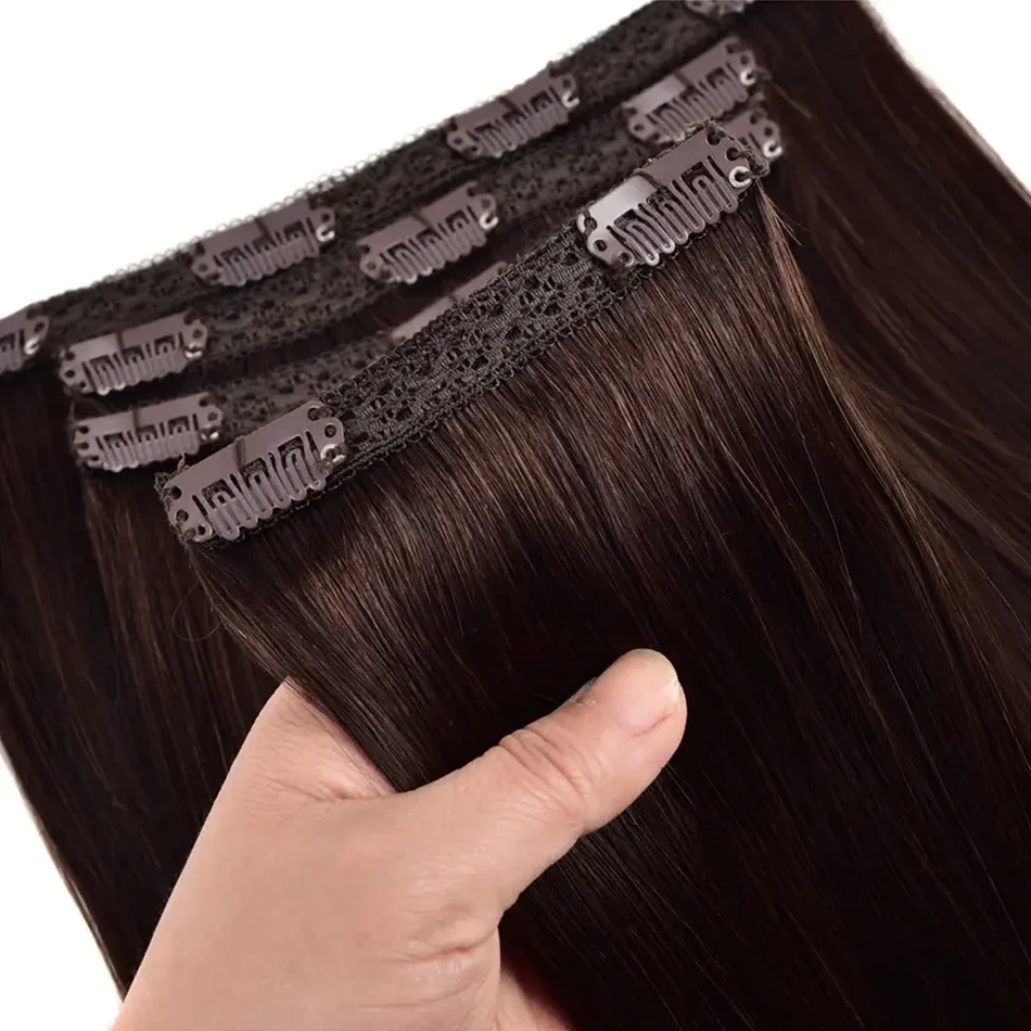 100% Real Human Hair Clip in Hair Bundles For Women Natural Black Hair Bundles Colored Brazilian Remy Hair for Salon