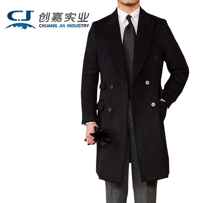 

Pure Double-sided Wool Men's Coat, Camel Color, Double-breasted, Classic Mid-length, Warm and Comfortable Winter Wear