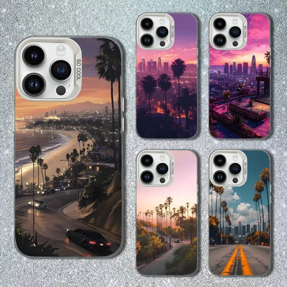 

California Travel Los Angeles Phone Case For iPhone 13,15,14,16,12,11,Mini,MAXXS,Pro,SE, White Matte Shockproof Cover