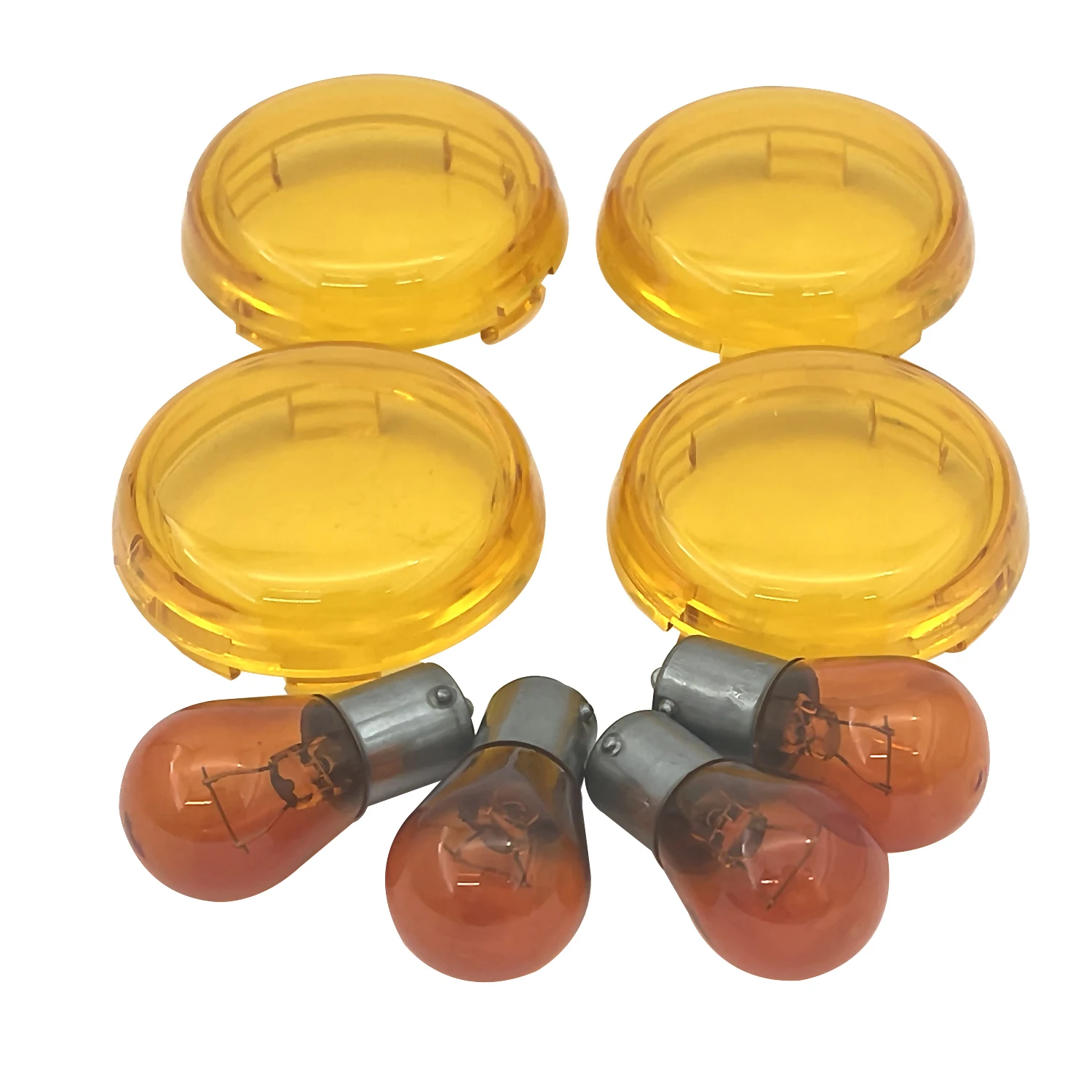 Yellow Turn Signal Lenses Cover W/ Bulbs For Harley Softail Dyna Sportsters XL883 XL1200 X48 72 V-Rod VRod