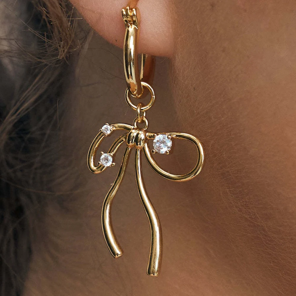 Delicate Bowknot Heart Hoop Earrings For Women Girl Elegant Fashion New Jewelry Bosom Friend Gift Party серьги женские