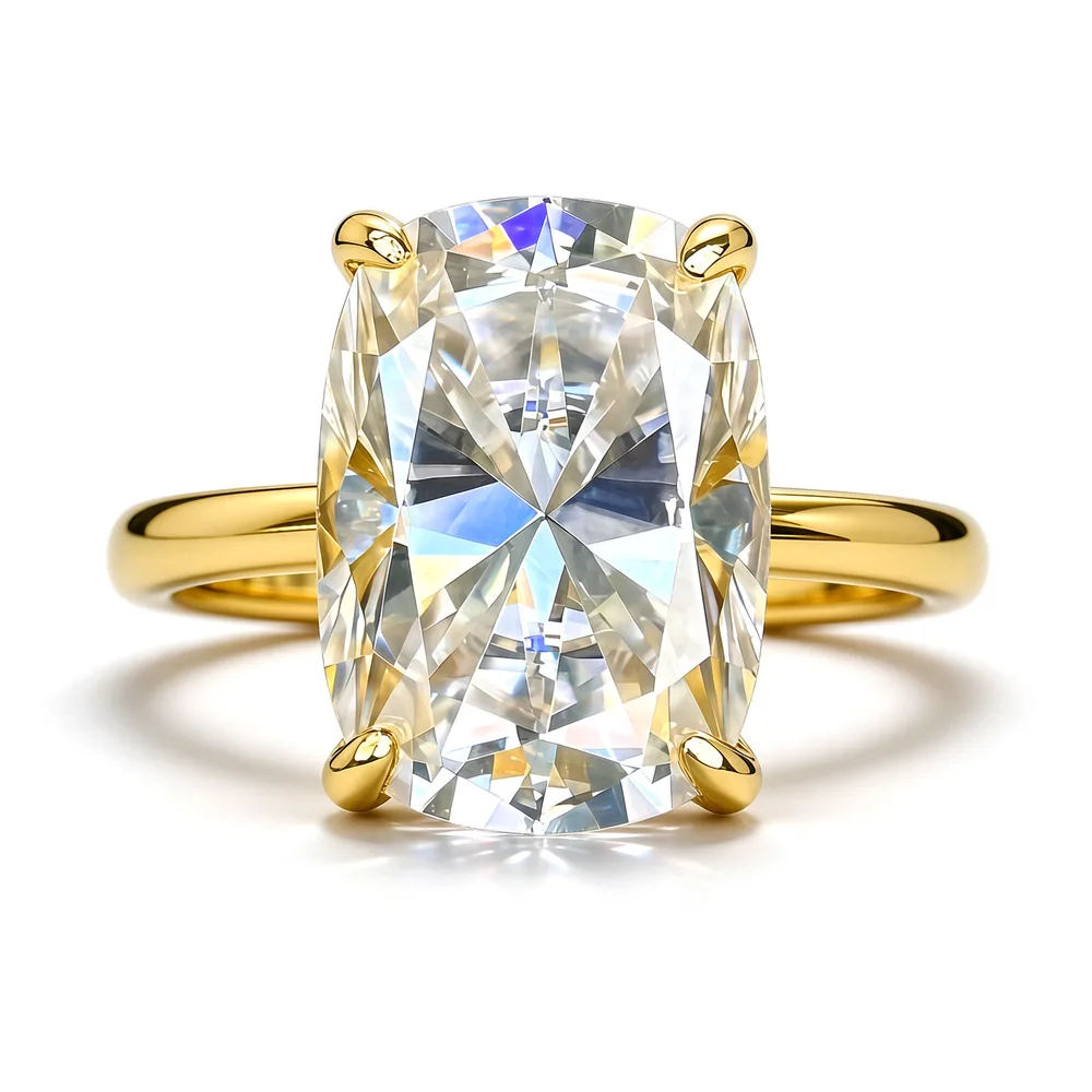 Yaranyan 100% 925 Sterling Silver 10 CT Cushion Cut D Color Real GRA Moissanite Wedding Engagement Gemstone Ring Fine Jewelry