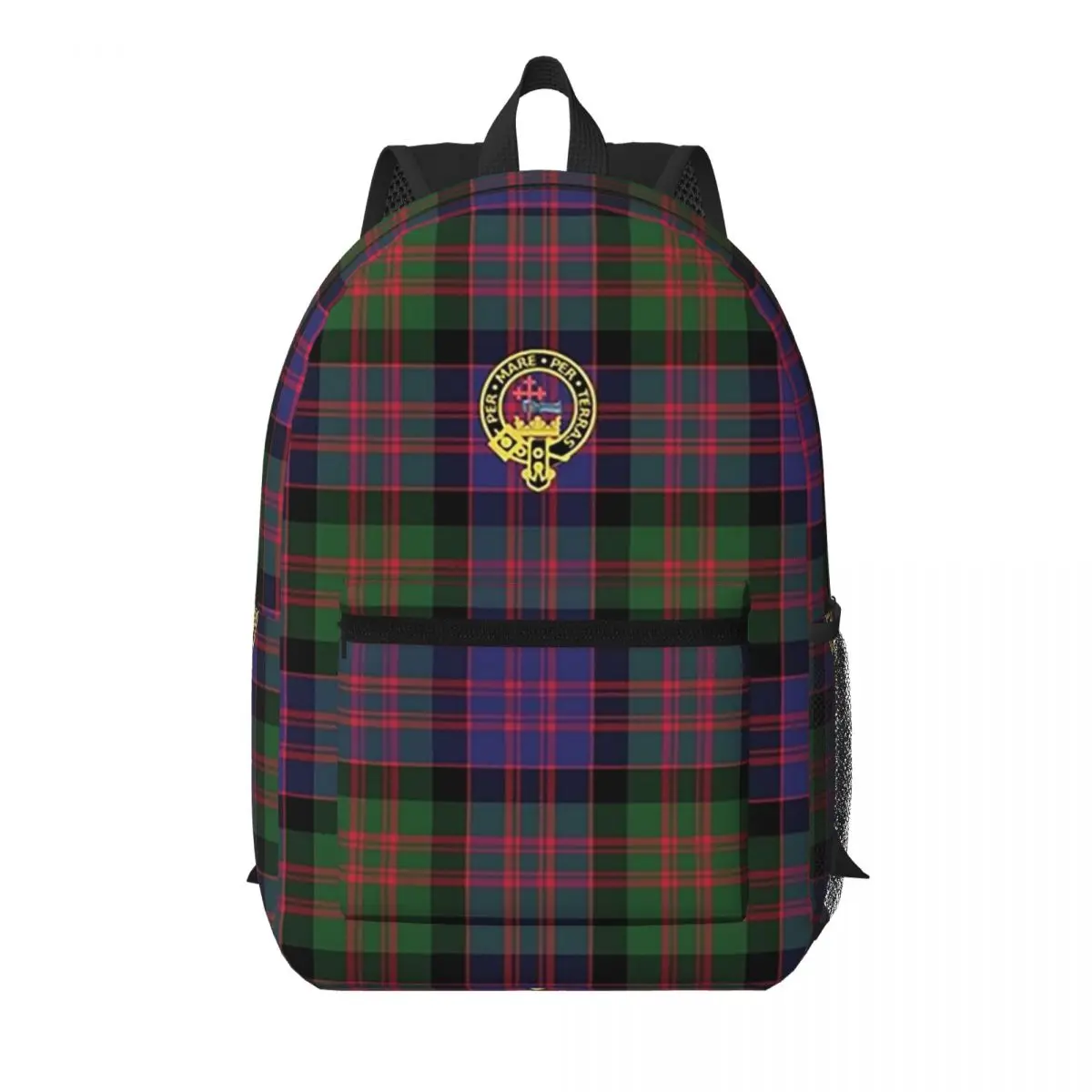 

The McDonald And MacDonald Clan Tartan With Badge By Faelee Backpack School Bag Hiking Travel Daypack Bookbag Shoulder Bags