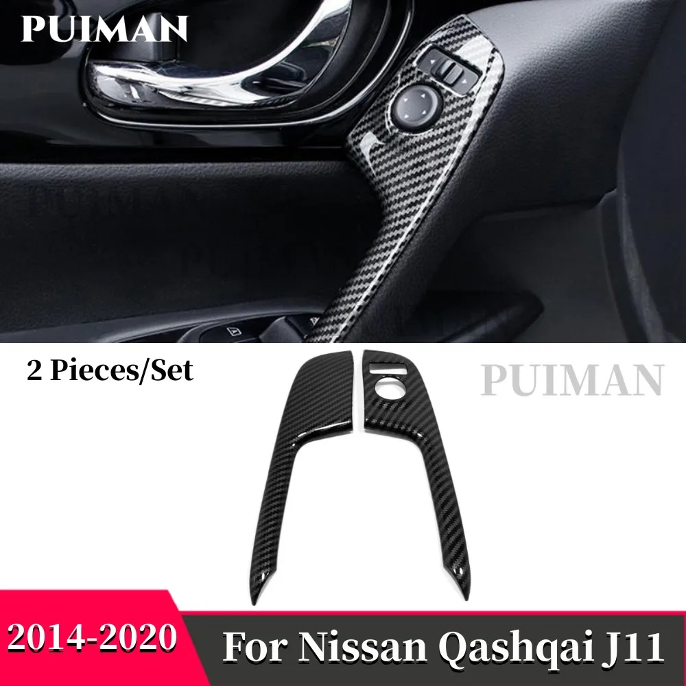 

For Nissan Qashqai J11 Rogue Sport 2014-2020 ABS Carbon fiber front Car Window Handshake Trim Panel Cover Trim Accessories 2pcs