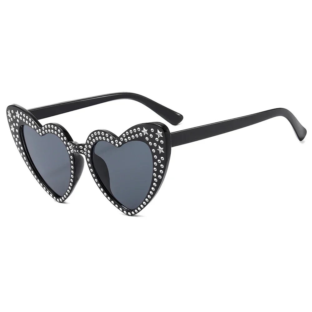 Sunglasses for Women Female Rhinestone Heart-shaped Bling Fashion Sun Visors