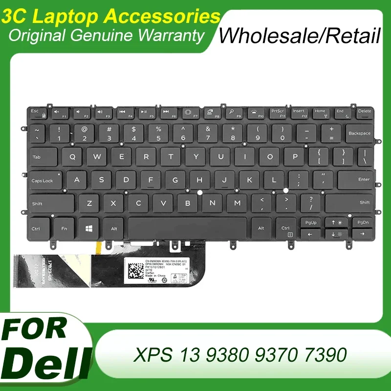 

NEW Original Laptop US Keyboard for Dell XPS 13 9380 9370 7390 Laptops Notebook Backlight Keyboard Replacement