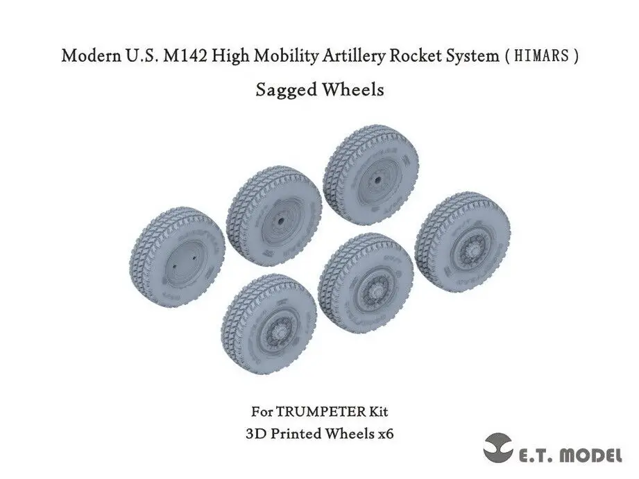 ET Model P35-127 1/35 M142 HIMARS Sagged Wheels for Trumpeter Kit