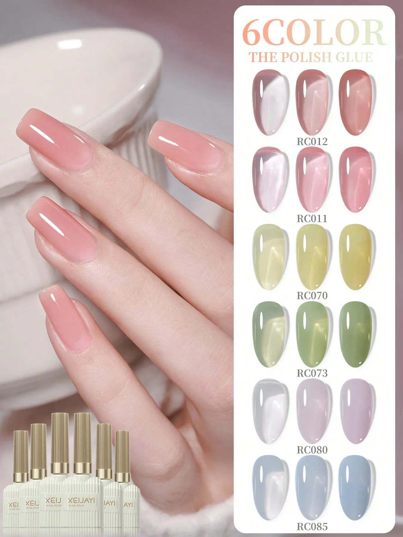 Juego de esmaltes de uñas de Gel de 6 uds., 15ML, Kit de barniz de uñas de Gel de Color Popular de verano, esmalte de Gel UV/LED para decoración de uñas de salón en casa Ch