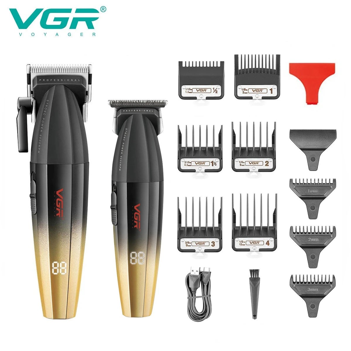 VGR Hair Clipper Electric Hair Cutting Machine Adjustable Hair Trimmer Cordless Barber Haircut 9000 RPM Clipper for Men V-003