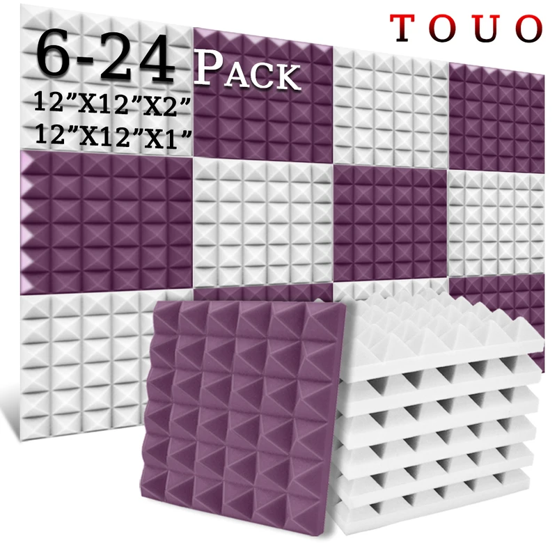 

TOUO Pyramid Acoustic Foam 6-24Pcs High-Density Soundproofing Sponge Wall Stickers Soundproof Material Studio Acoustic Treatment