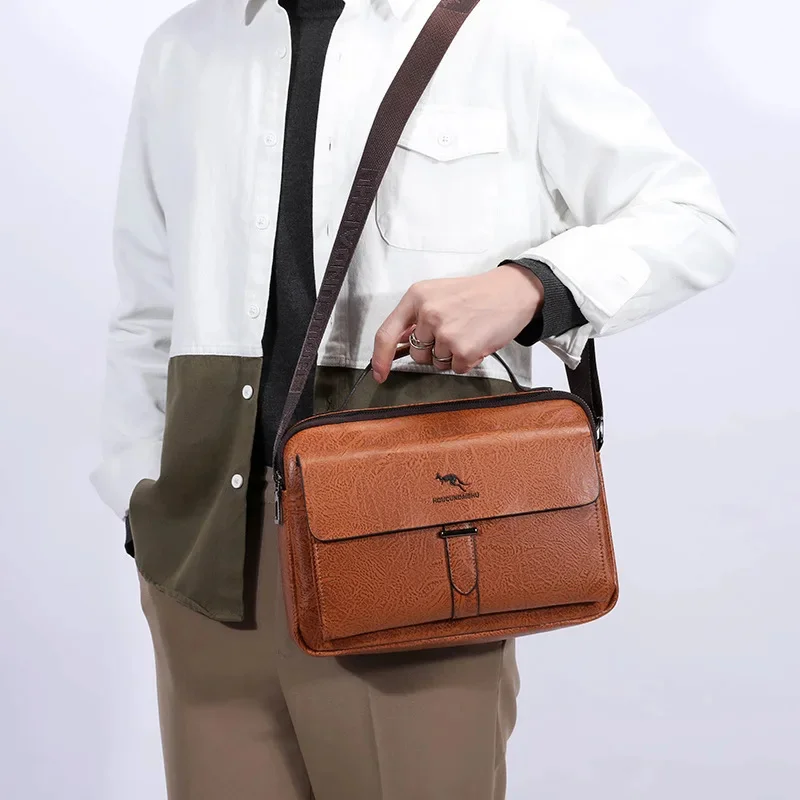 Casual Vintage Men's Shoulder Business Leather Messenger Fashion Man Handbag Large Capacity Crossbody Bag