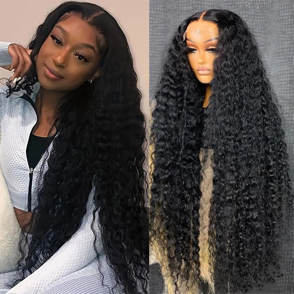 

13x6 Deep Wave Human Hair 200 Density Curly Lace Front 13x4 Water Wave 30 40 Inch Wig Pre Plucked HD Lace Frontal Glueless Wigs
