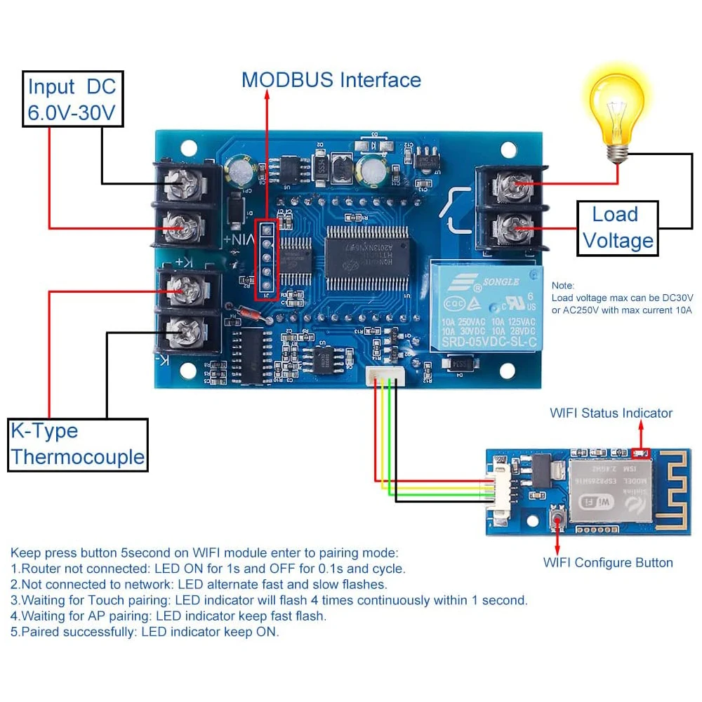 12V 24V K tipo modulo termostato termocoppia telecomando Wireless WIFI regolatore di temperatura scheda Display LCD digitale-99 ℃-999 ℃