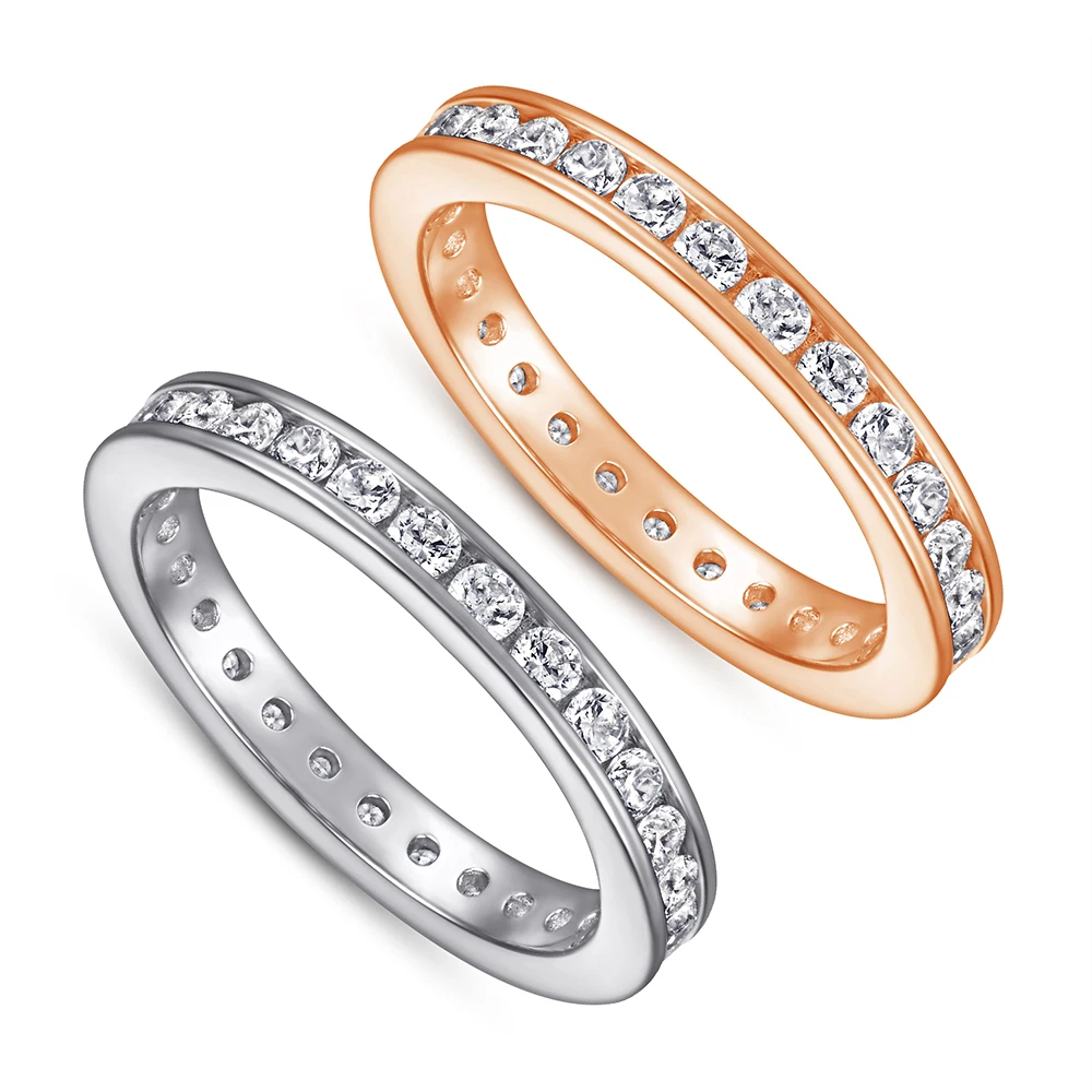 

Elegant 925 Sterling Silver Sun Star Full Eternity Ring 3A Cubic Zircon Gold Plating Wedding Suitable Silver Jewelry Wholesale