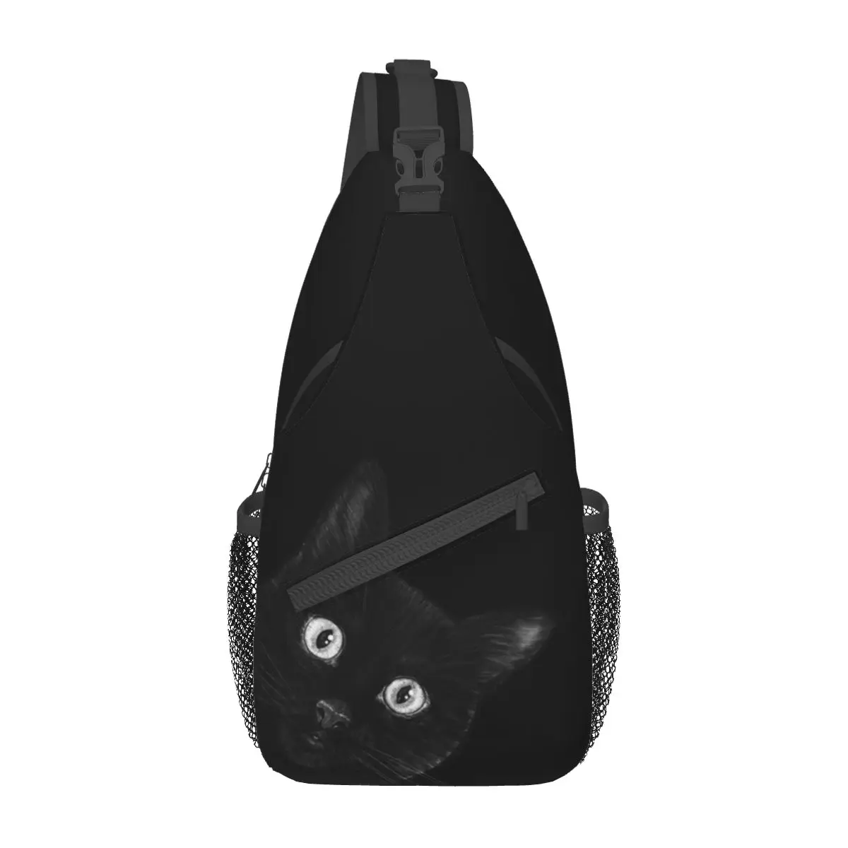 Schwarze Katze kleine Schulter taschen Brust Cross body Schulter Rucksack Outdoor Sport Tages rucksäcke Tier niedlichen Männer Frauen Schult aschen