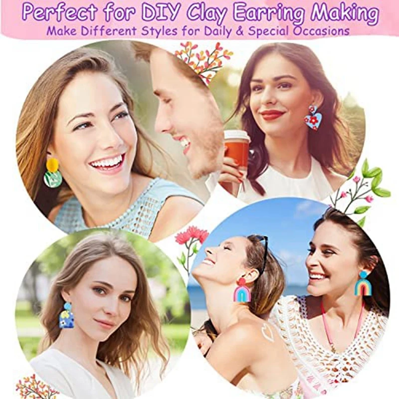 Polymer Clay Earring Making Kit Include 30Pcs Polymer Clay Earring Cutters Molds, 32Colors Clay, Tools, Rollers