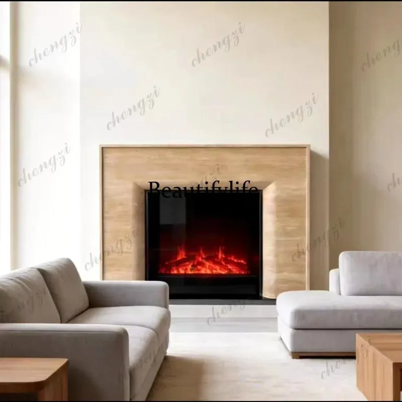 F181 Modern simple marble mantel home quiet wind living room decorative mantel solid wood porch imitation travertine