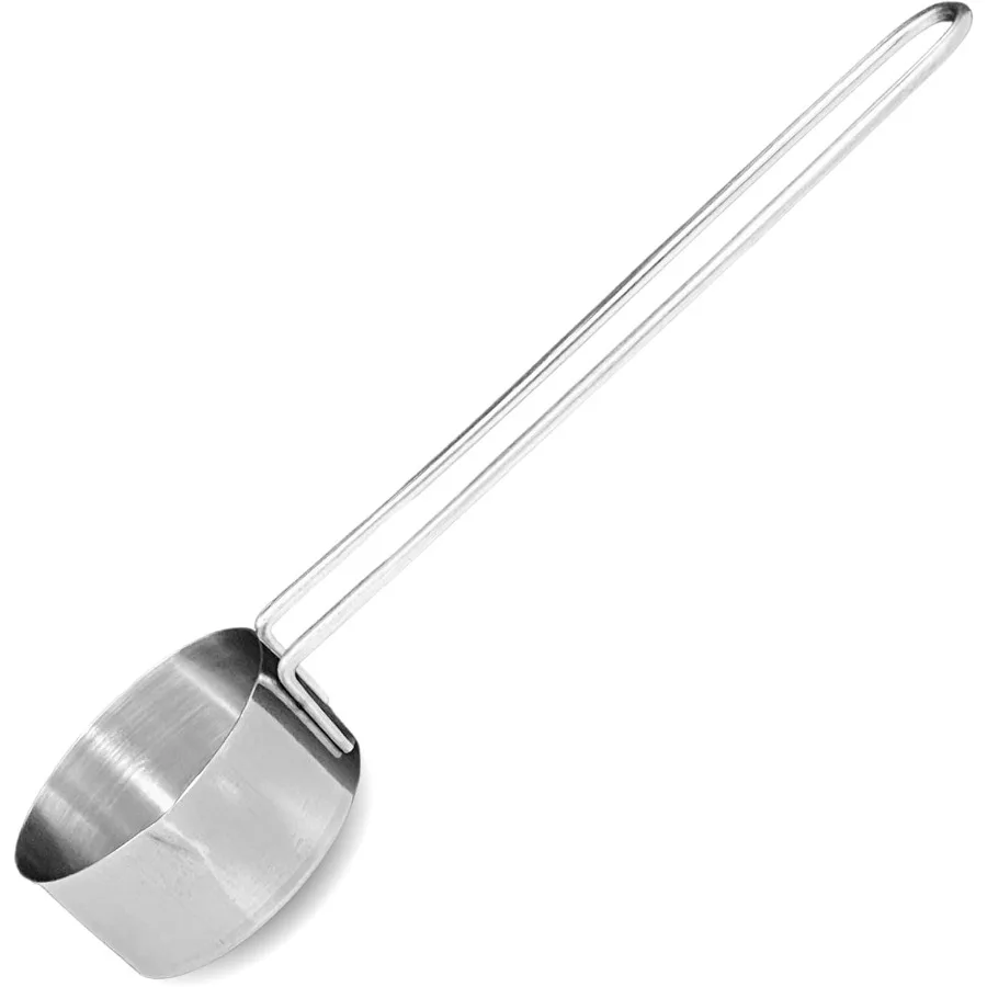 

1/4 Cup Stainless Steel Measuring Cup Long 6" Wire Loop Handle and Pour Spout Sturdy Metal 60 ml 60 cc 2 oz Single Cup for Wet