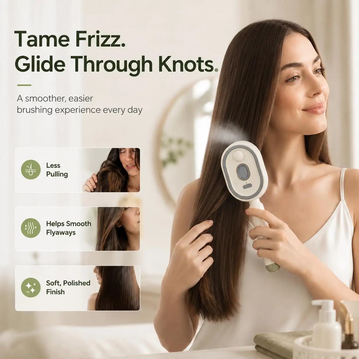 Electric Spray Hair Massage Comb 2in1 Misting Hair Brush With Moisturizing Spray Function Reduce Frizz Anti-Static Self-Cleaning view 4