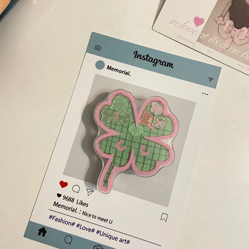 

Korea Cartoon Cute Clover Griptok Bracket For iPhone 15 Samsung Universal Phone Accessories Phone Holder Grip Tok Stand