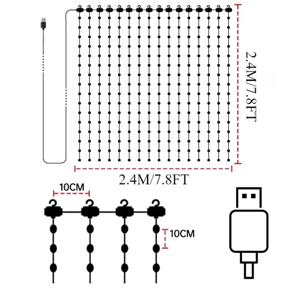 Smart RGB LED Curtain Fairy Light with APP Control