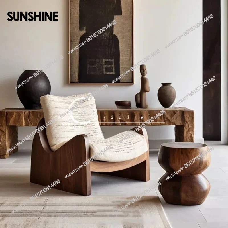 

Italian style, retro solid wood leisure, living room bedroom single, medieval single sofa chair