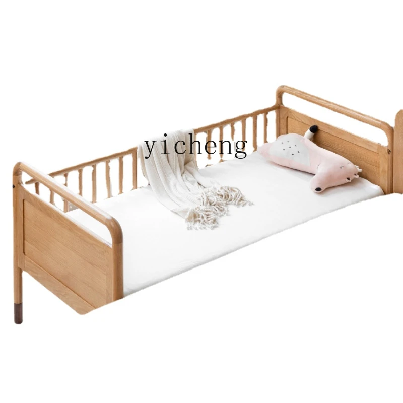 Zk Solid Wood Children's Bed Nordic Simple Small Apartment Bedroom Small Bed Multi-Functional Stitching Bed Widened