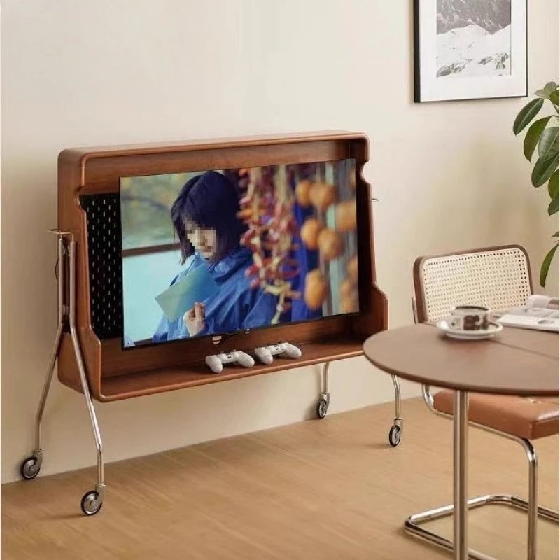 

Mobile TV bracket retro small apartment bedroom home Internet celebrity living room TV cabinet floor solid wood ancient style