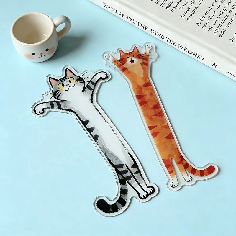 Cat-shaped Bookmark with Kitten Pattern - Highly Transparent Acrylic Page Markers, Suitable for Book Lovers, Cat-themed Gift for