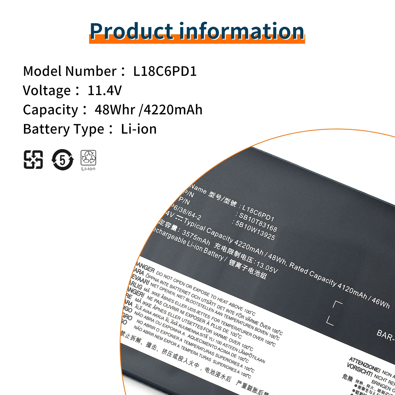 Imagem -05 - Bateria do Portátil para Thinkpad L18c6pd1 L18c6pd2 L18m6pd1 L18m6pd2 L18l6pd1 L18d6pd2 L18d6pd1 L18d6pd1 X390 X395 X13 1ª Geração 02dl019 017