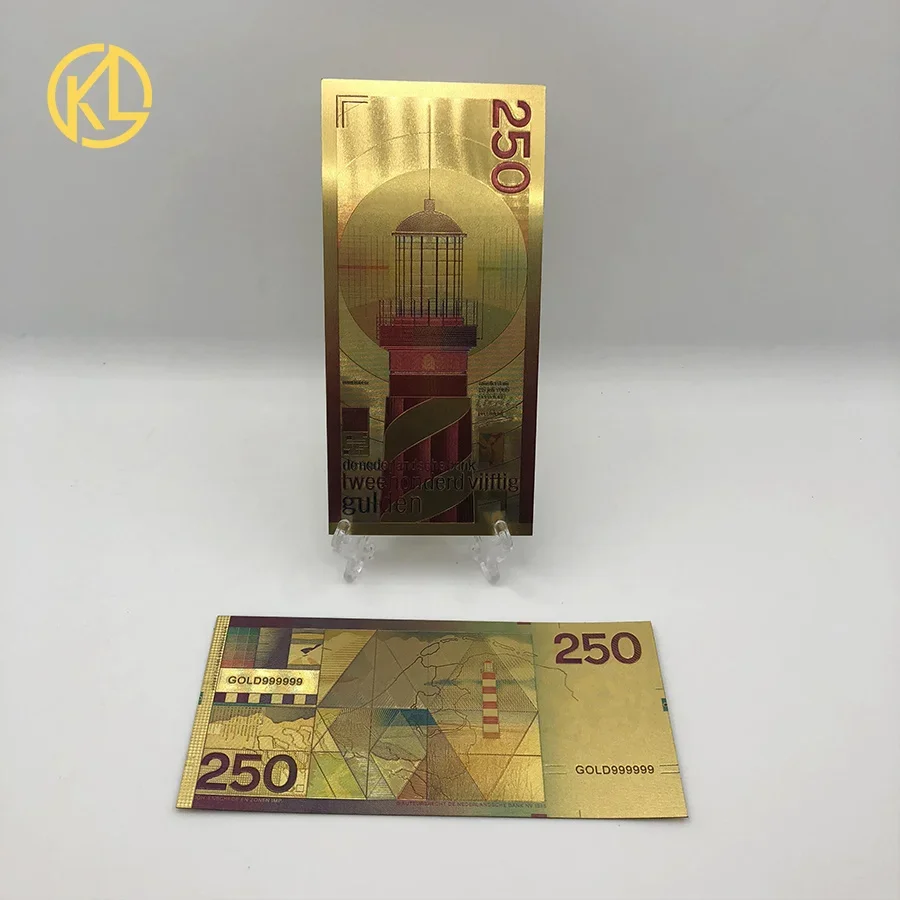 100 pcs/lot  Nice Netherlands Banknote 250 Gulden Gold Banknote Plated Gold For Home Decorate