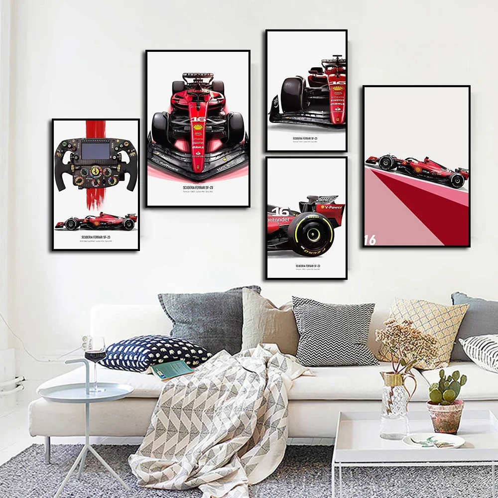 Super Formula Racing Steering Wheel Poster And Print SF-23 Sports Car Watercolor Canvas Painting Leclerc Wall Art Room Decor