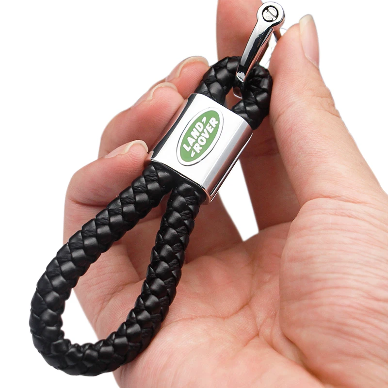 High Quality Shaped Leather Braided Custom Metal Rope Keychain Accessories For Land Rover Defender Discovery 2 3 4 Freelander