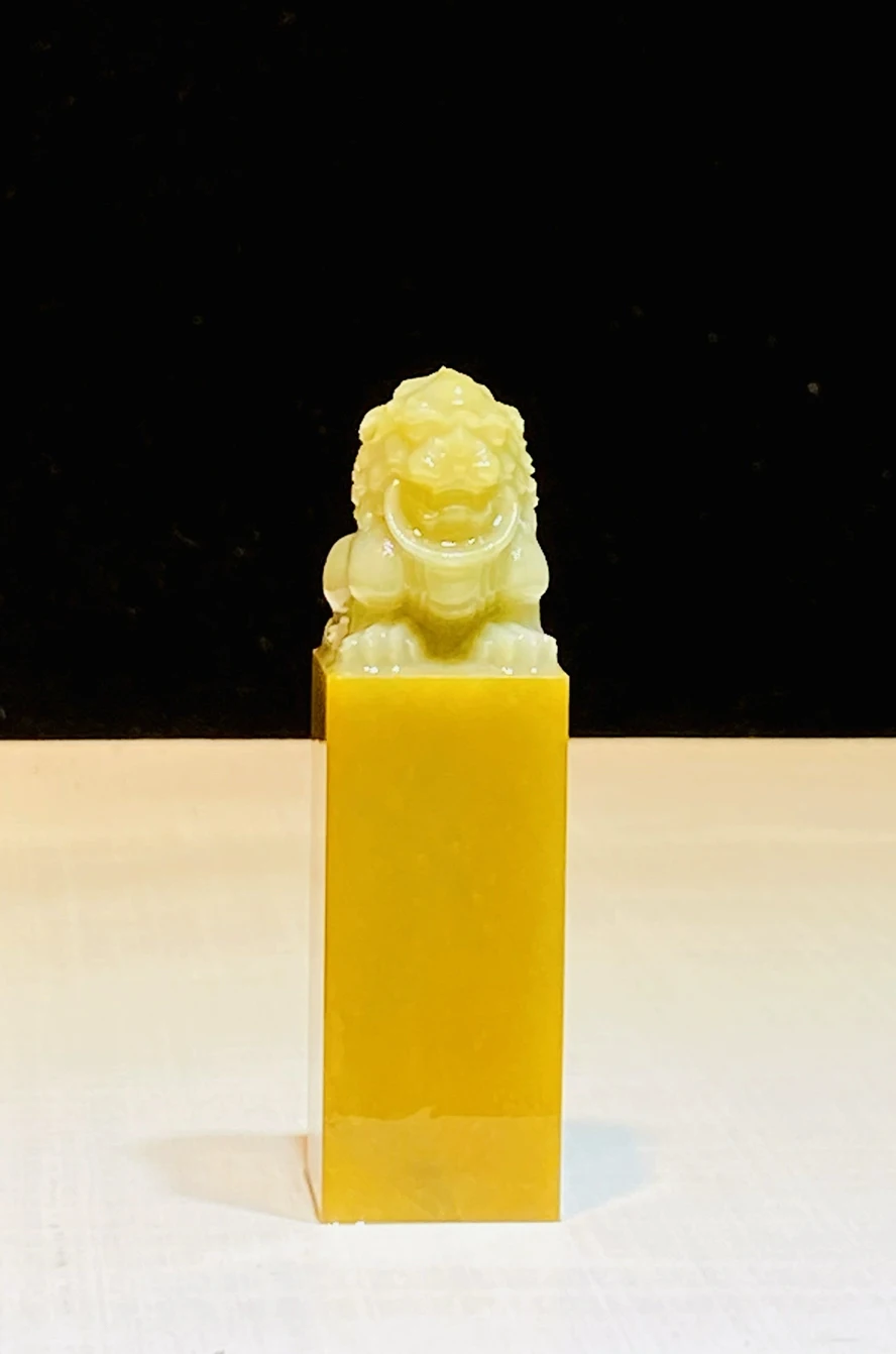 Natural Qingtian Stone Yellow Carved Seal, 2x2x6cm Date Stamp Stone | Chinese Carving Material, Painting Calligraphy Art Supply