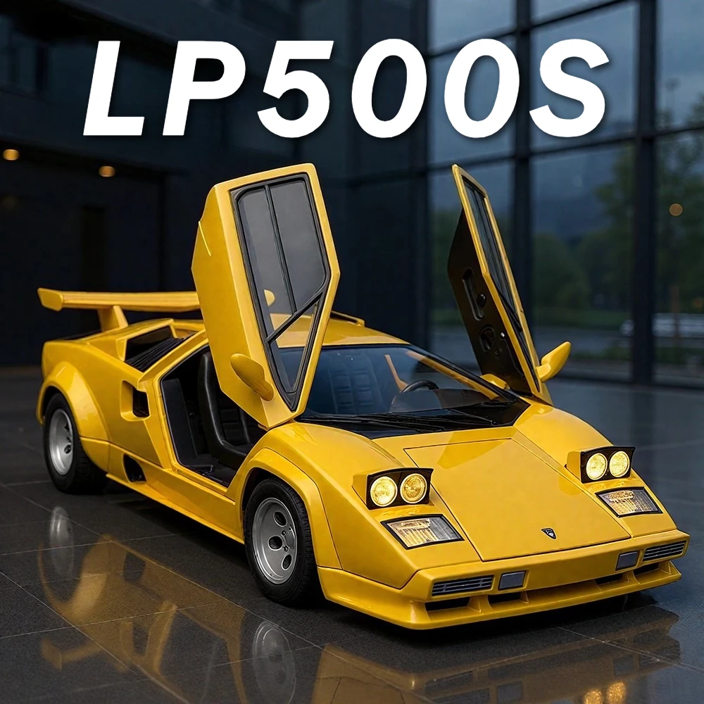 

1:24 Countach LP500S Aventador SVJ63 Toy Car Model Sound Light Alloy Body Rubber Tires Supercar Models Home Decoration Ornaments