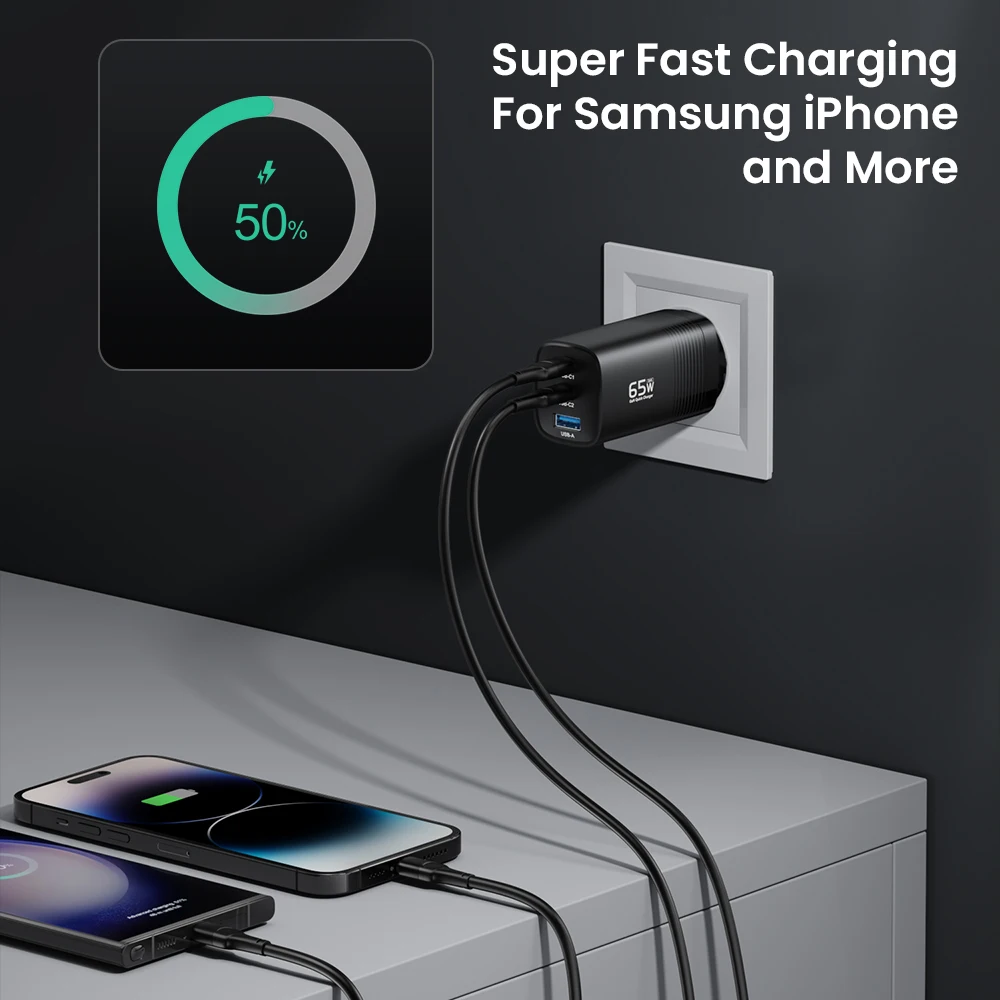 65W GaN USB Type C Charger PPS QC4.0 PD3.0 Fast Charger For Samsung Xiaomi Realme iPhone14 13 Pro Laptop Mobile Phones Charger