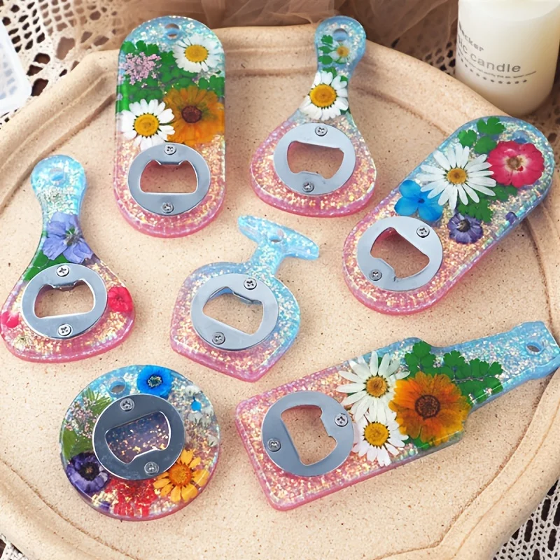 DIY Crystal Resin Gel Dripping Beer Wrench Bottle Opener Dry Flower Gel Dripping Mirror Silicone Mold