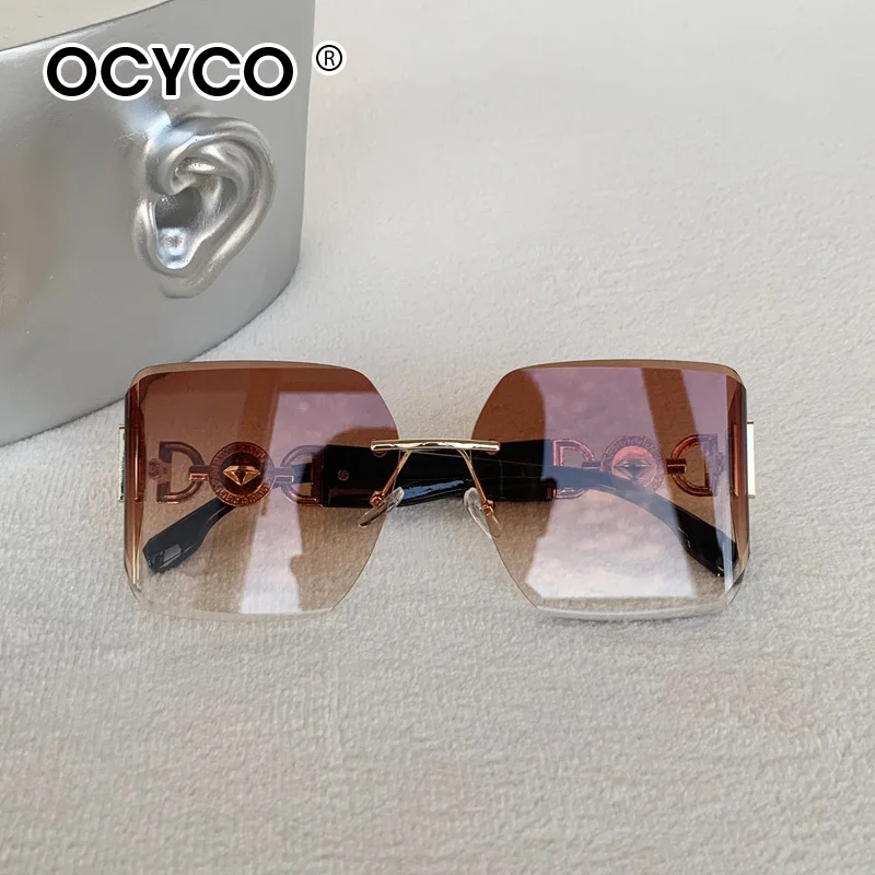Steampunk Randlose quadratische Sonnenbrille Männer Frauen 2025, Luxusmarke Designer Metall Sonnenbrille Stilvolle gebogene Farbtöne Brillen UV400 – Detail 10