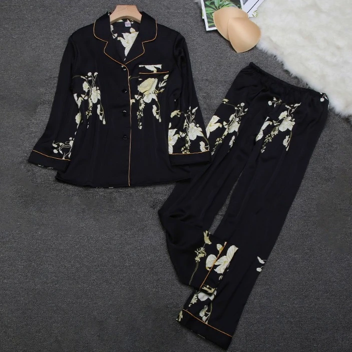 

Комплект для сна Twinset: пижама с принтом, женская, с отложным воротником, с длинным рукавом, домашняя одежда, повседневная, из вискозы, 2 предмета