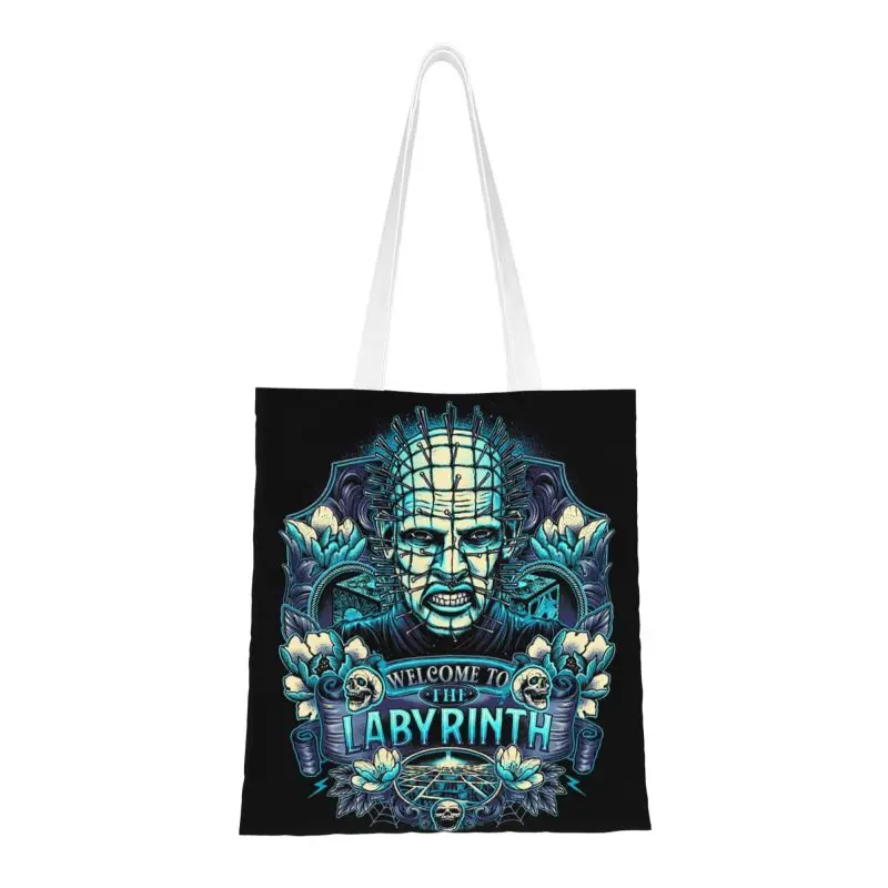 

Recycling Welcome To The Labyrinth Shopping Bag Women Shoulder Canvas Tote Bag Portable Horror Movie Grocery Shopper Bags