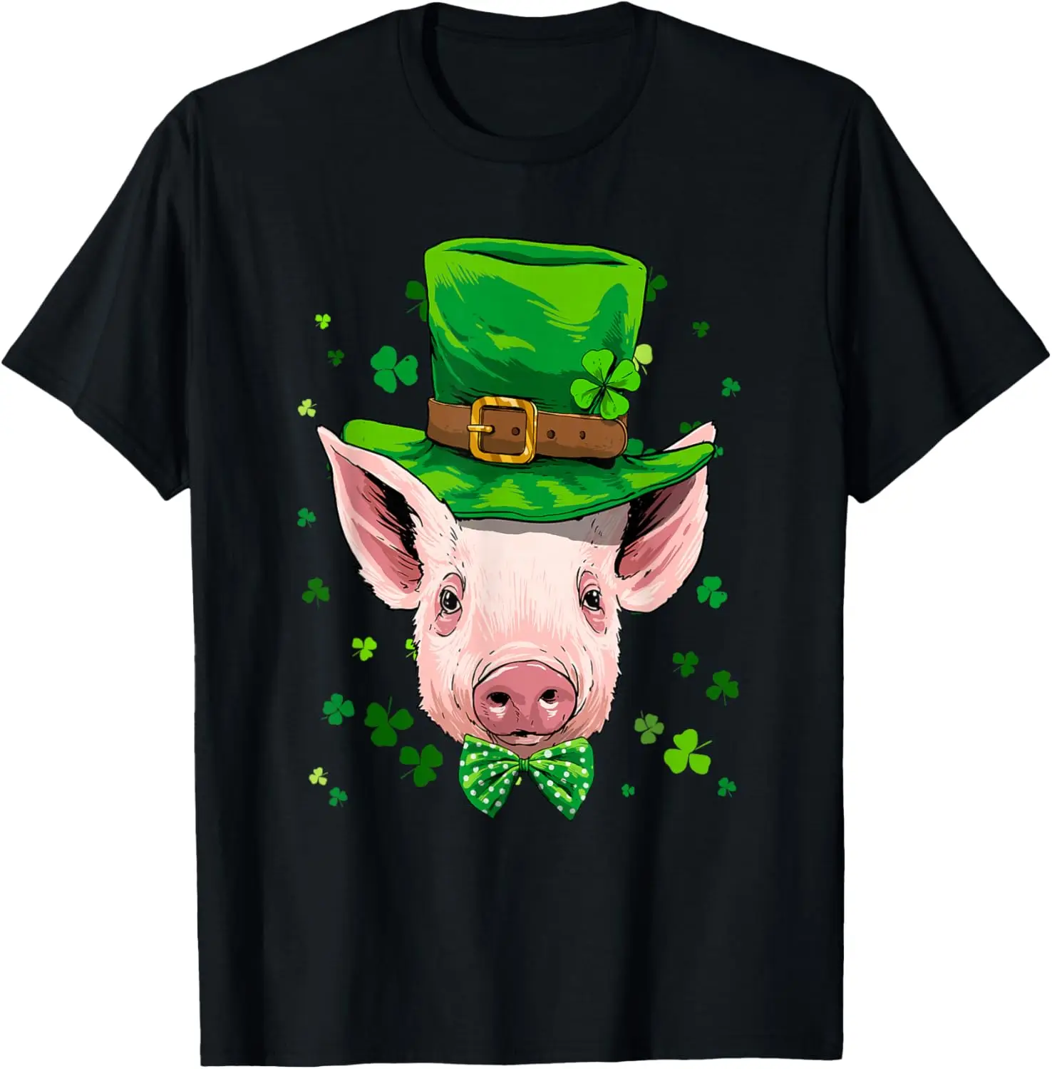 

Pig Leprechaun St Patricks Day Graphic Tee Shirt Shamrock Print Short Sleeve Casual Tops