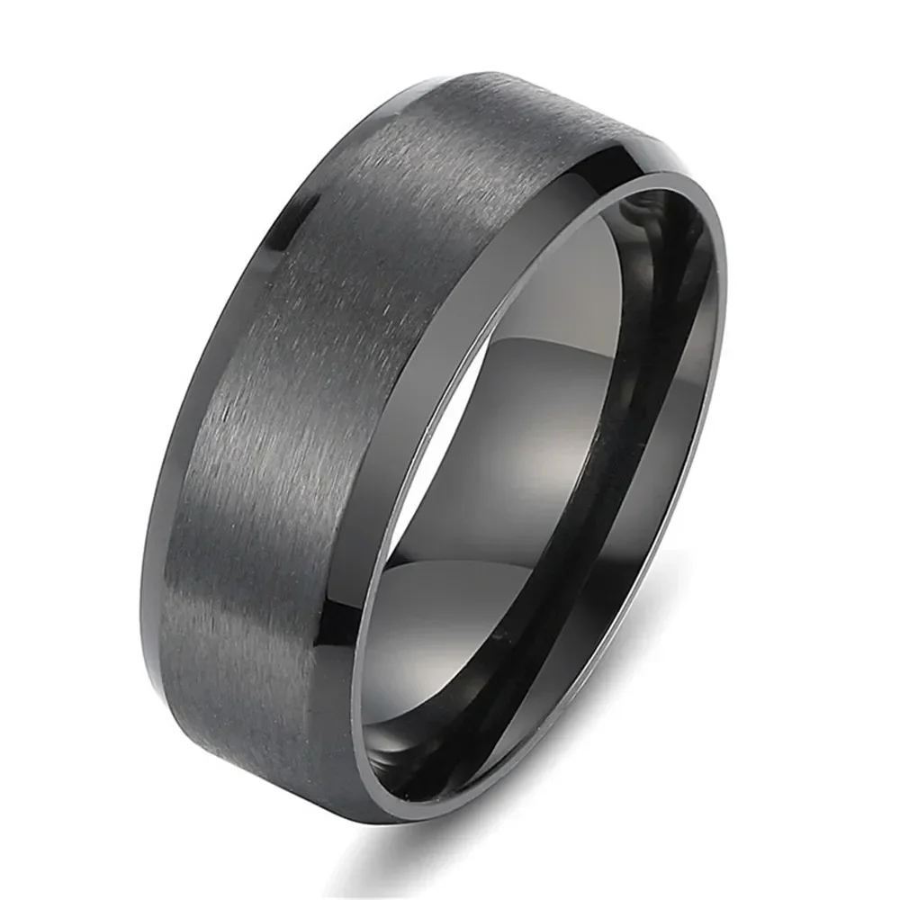 JUCHAO-anillo clásico de titanio para hombre, joyería negra, bandas de boda, regalo para novio, envío directo