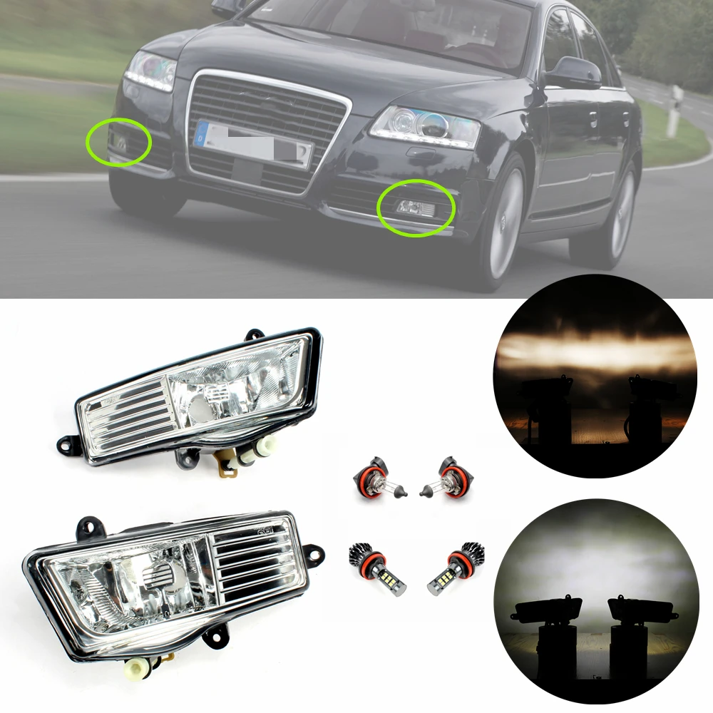 

LED/Halogen Fog Light For Audi A6C6 S6 Avant 2009 2010 2011 Front Bumper Fog Light With Bulbs And Wire