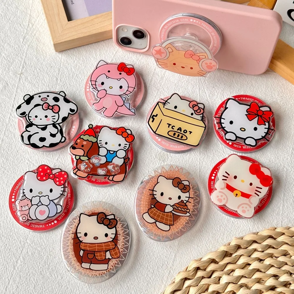 

Sanrio Dinosaur cow cross dressing Hello Kitty Expandable Stand Foldable Holder Magsafe PopSockets Magnetic For Iphone Griptok