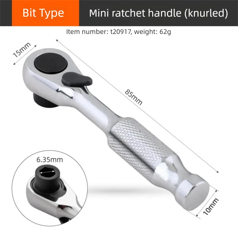 1/4 Zoll Mini-Ratschenschlüssel-Set Doppelkopf Wendbarer Schnell-Steckschlüssel Sechskant-Bit Fahrrad-Werkstatt Auto-Reparatur Handwerkzeuge – Detail 7