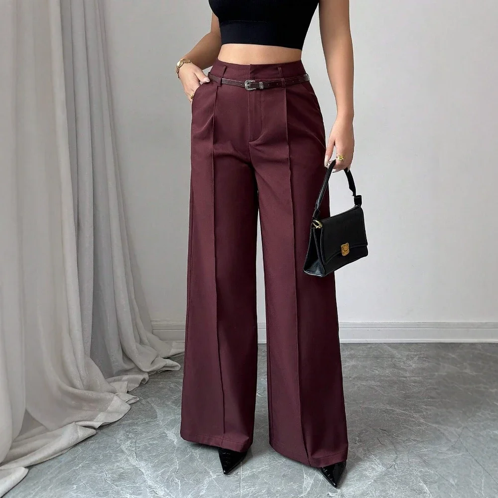 CPSYMYM Hose, Sommer, koreanische, bequeme, schlichte, volle Länge, weites Bein, Urlaubshose für Damen